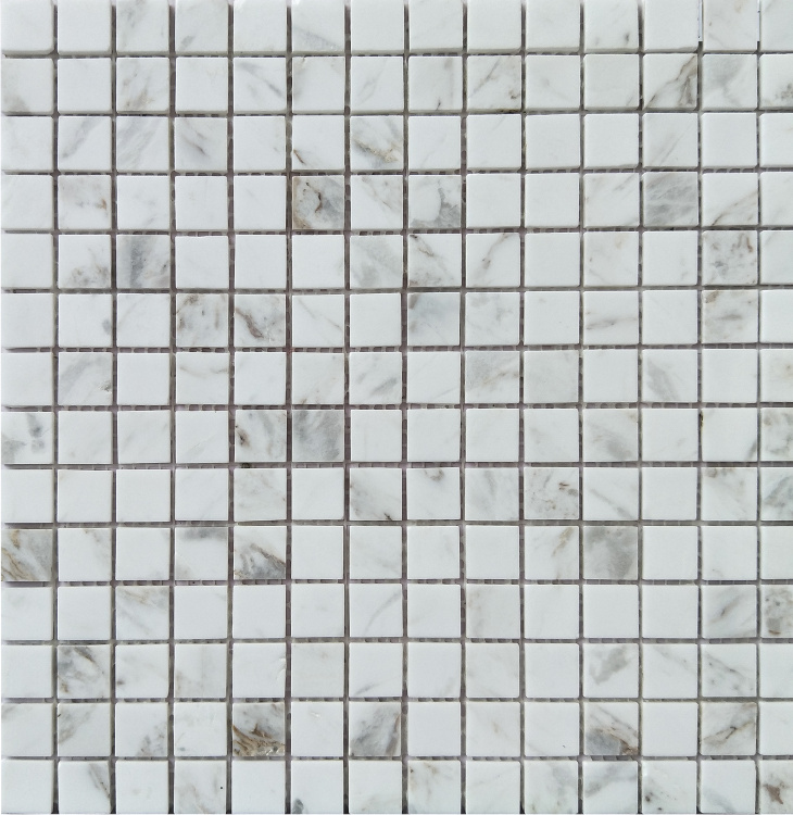 Мозаїка з мармуру D-CORE ZM-8817M Volakas 20x20x4 (305x305) мм глянцева на сітці