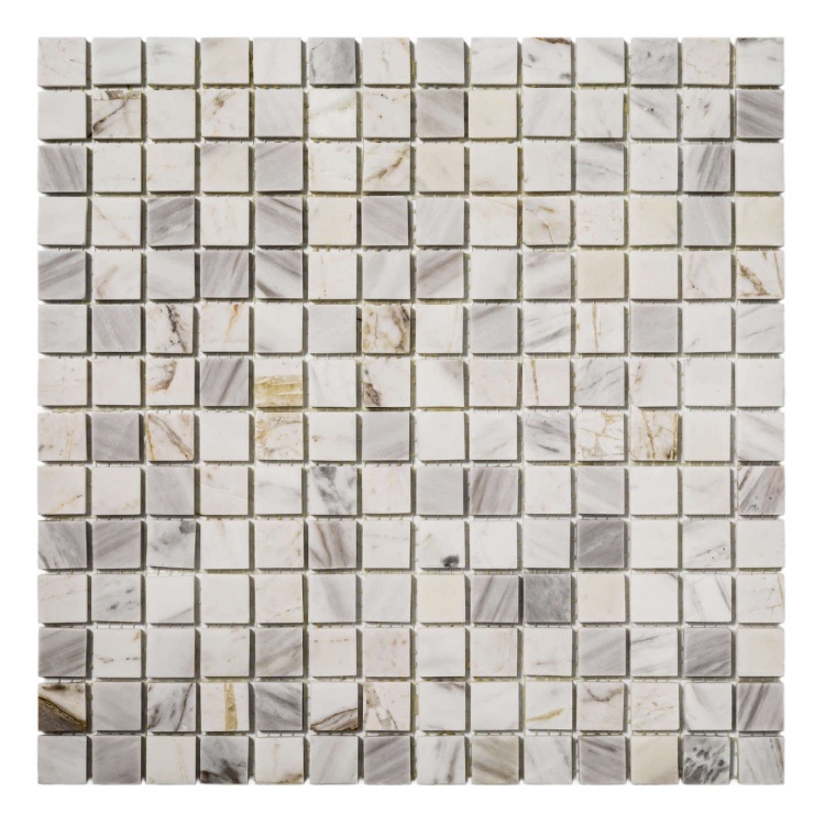Мозаїка з мармуру D-CORE ZM-8817M Volakas 20x20x4 (305x305) мм глянцева на сітці
