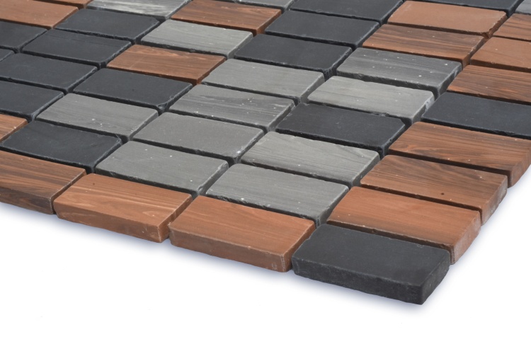 Мозаїка з керамограніту Kotto Ceramica MI7 CS 305 Bucchero \ Noce \ Nero (прямокутник 2.3 x 4.6) 300 x 300