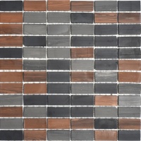 Мозаїка з керамограніту Kotto Ceramica MI7 CS 305 Bucchero \ Noce \ Nero (прямокутник 2.3 x 4.6) 300 x 300