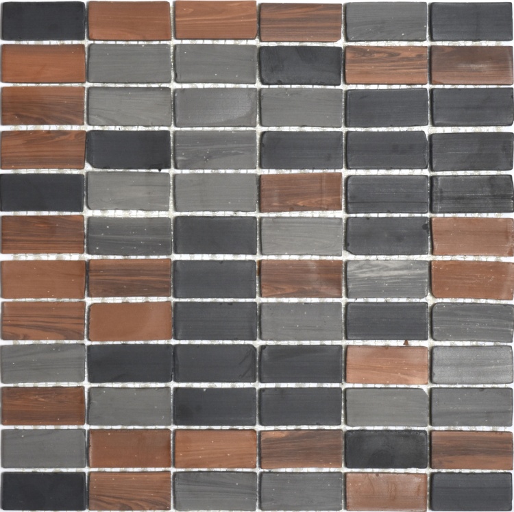 Мозаїка з керамограніту Kotto Ceramica MI7 CS 305 Bucchero \ Noce \ Nero (прямокутник 2.3 x 4.6) 300 x 300