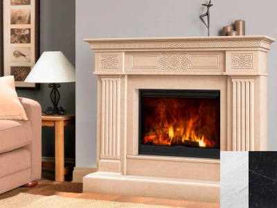 Портал для каміна Bravo Александрія Polaris мармур білий прямий