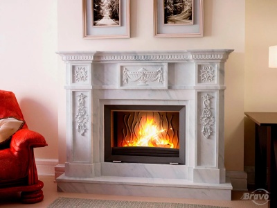 Портал для каміна Bravo Неаполь Volakas мармур білий кутовий