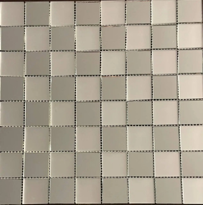 Мозаїка дзеркальна DecorStoneHub Zs-3838-SZ срібляста з сатином 318х318 мм шаховий стиль для офсісу