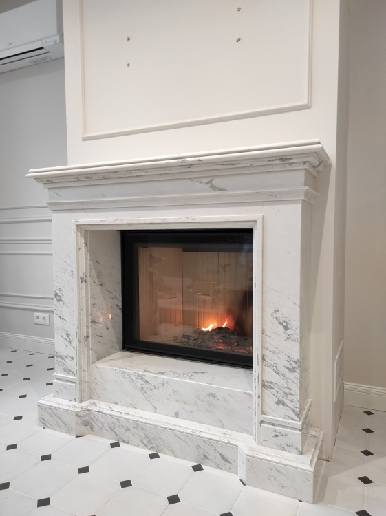 Портал для каміна Bravo Мадрид Polaris мармур білий прямий