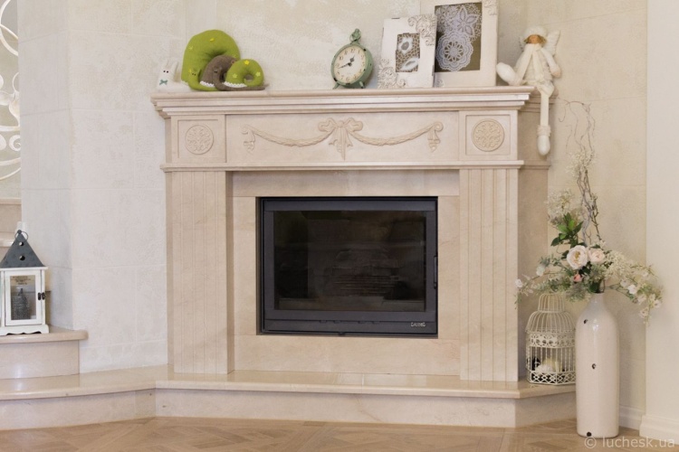 Портал для каміна Bravo Париж Crema Marfil мармур бежевий прямий