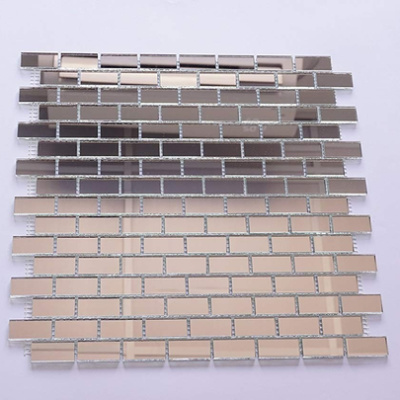 Мозаїка дзеркальна DecorStoneHub Zs-brik-Z срібляста 338х318 мм цегляна кладка для спальні та ванної