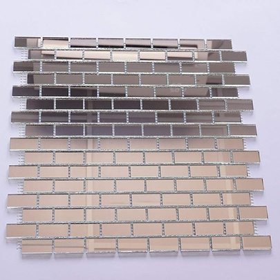 Мозаїка дзеркальна DecorStoneHub Zs-brik-Z срібляста 338х318 мм цегляна кладка для спальні та ванної