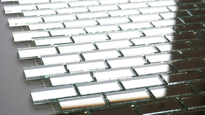 Мозаїка дзеркальна DecorStoneHub Zs-brik-Z срібляста 338х318 мм цегляна кладка для спальні та ванної