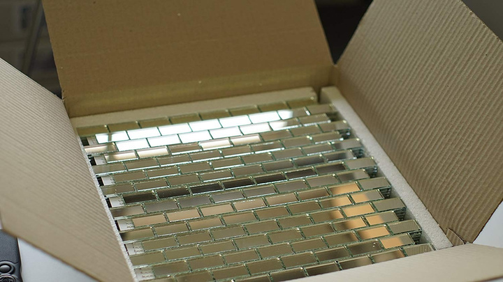 Мозаїка дзеркальна DecorStoneHub Zs-brik-Z срібляста 338х318 мм цегляна кладка для спальні та ванної