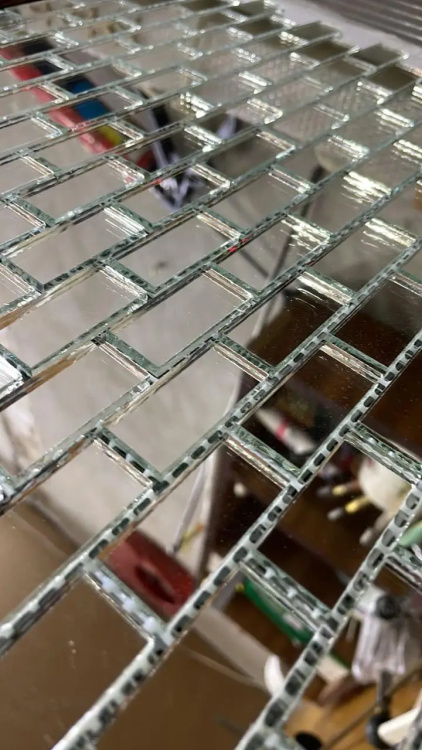 Мозаїка дзеркальна DecorStoneHub Zs-brik-Z срібляста 338х318 мм цегляна кладка для спальні та ванної