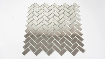 Мозаїка дзеркальна DecorStoneHub Zs-el-Z срібляста 308х294 мм паркет ялинка для вітальні та офісів
