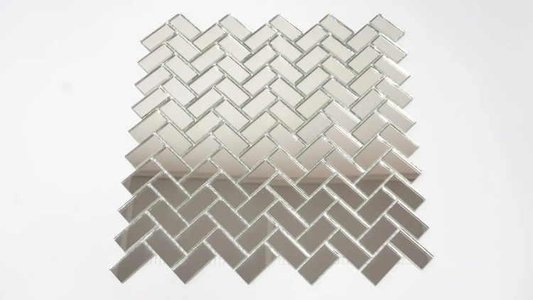 Мозаїка дзеркальна DecorStoneHub Zs-el-Z срібляста 308х294 мм паркет ялинка для вітальні та офісів