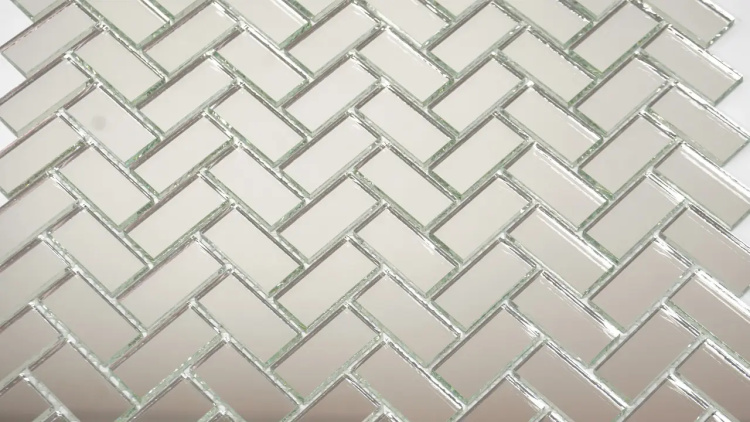 Мозаїка дзеркальна DecorStoneHub Zs-el-Z срібляста 308х294 мм паркет ялинка для вітальні та офісів