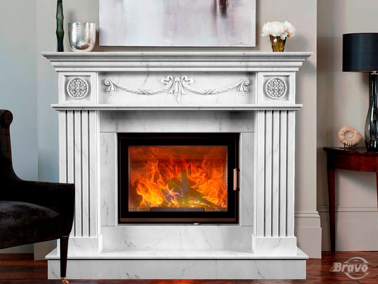 Портал для камина Bravo Париж Botticino мрамор бежевый прямой