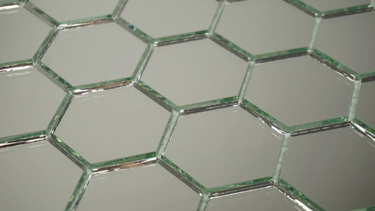 Мозаїка дзеркальна DecorStoneHub Zs-hex-Z срібляста 304х303 мм соти для зонування простору та ніш