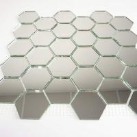Мозаїка дзеркальна DecorStoneHub Zs-hex-Z срібляста 304х303 мм соти для зонування простору та ніш