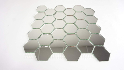 Мозаїка дзеркальна DecorStoneHub Zs-hex-Z срібляста 304х303 мм соти для зонування простору та ніш