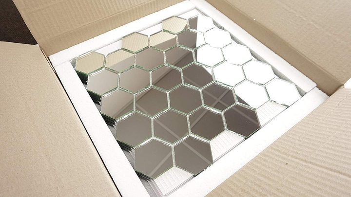 Мозаїка дзеркальна DecorStoneHub Zs-hex-Z срібляста 304х303 мм соти для зонування простору та ніш