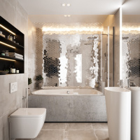 Мозаїка дзеркальна DecorStoneHub Zs-hex-Z срібляста 304х303 мм соти для зонування простору та ніш