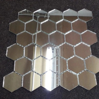 Мозаїка дзеркальна DecorStoneHub Zs-hex-Z срібляста 304х303 мм соти для зонування простору та ніш