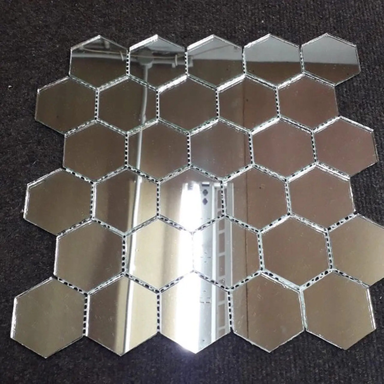 Мозаїка дзеркальна DecorStoneHub Zs-hex-Z срібляста 304х303 мм соти для зонування простору та ніш