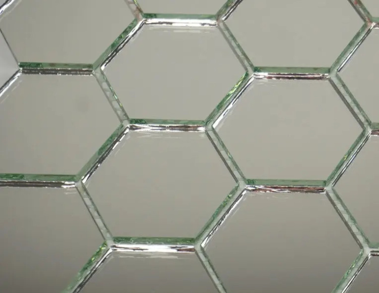 Мозаїка дзеркальна DecorStoneHub Zs-hex-Z срібляста 304х303 мм соти для зонування простору та ніш