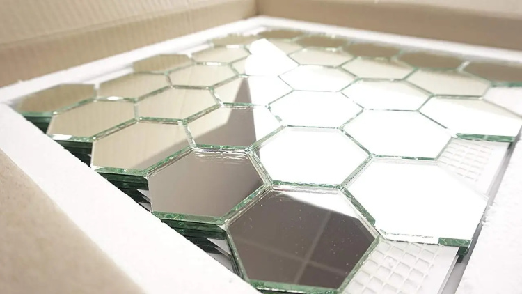 Мозаїка дзеркальна DecorStoneHub Zs-hex-Z срібляста 304х303 мм соти для зонування простору та ніш