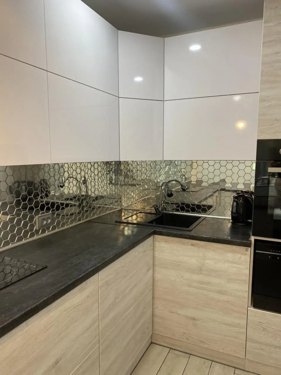 Мозаїка дзеркальна DecorStoneHub Zs-hex-Z срібляста 304х303 мм соти для зонування простору та ніш