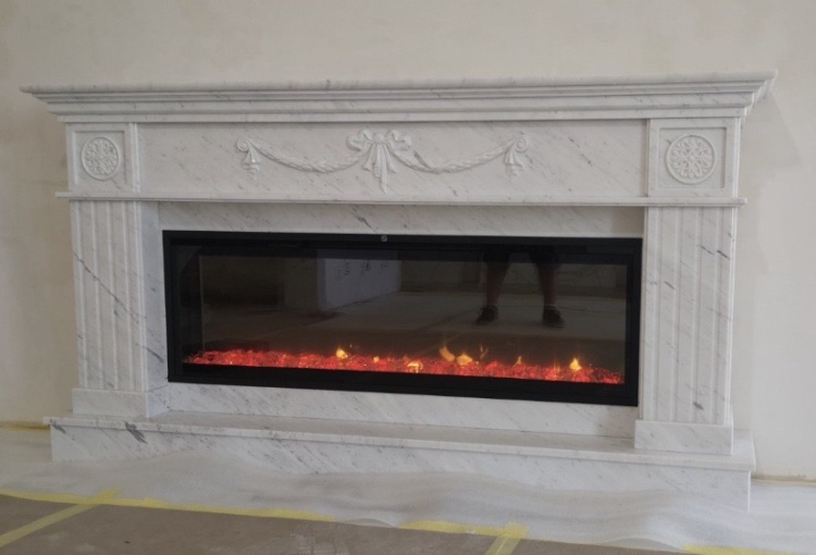 Портал для каміна Bravo Париж Volakas мармур білий прямий