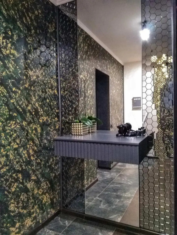 Мозаїка дзеркальна DecorStoneHub Zs-hex-G графітова 304х303 мм шестикутник для оформлення камінів