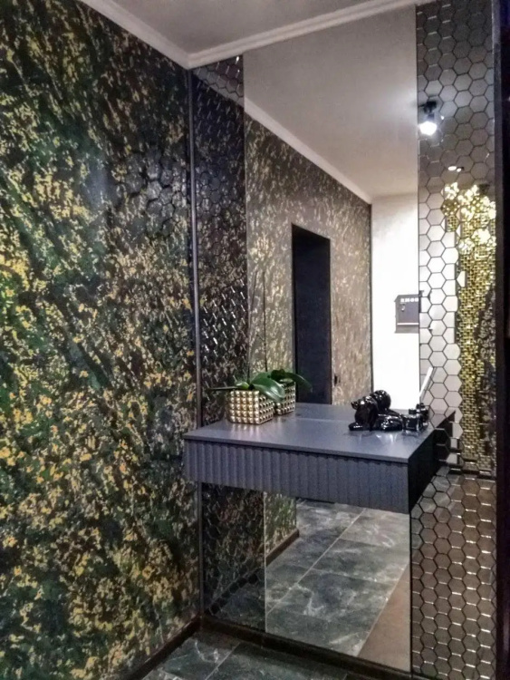 Мозаїка дзеркальна DecorStoneHub Zs-hex-G графітова 304х303 мм шестикутник для оформлення камінів