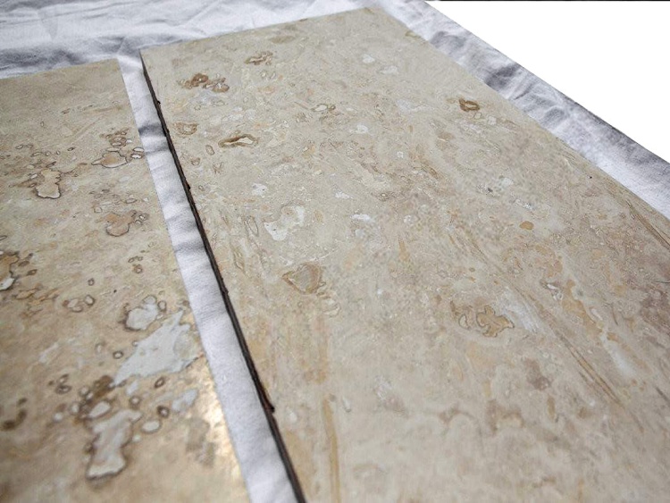 Плитка з травертину Light Filled and Honed 1,2х20,3х40,6 см, бежева матова заповнена шліфована Standart 2-nd ch.