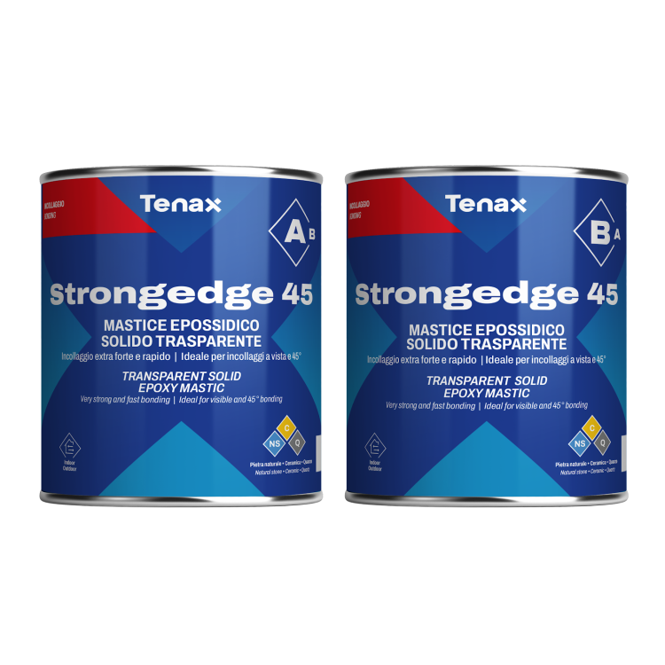 Клей епоксідний Tenax StrongEdge A+B прозорий 1,5 л густий для кутового склеювання каменю кераміки кварцу