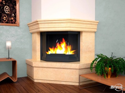 Портал для каміна Bravo Giallo Atlantide мармур бежевий кутовий n3