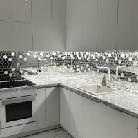 Мозаїка дзеркальна DecorStoneHub Zs-hex-ZS срібляста з сатином 304х303 мм шестигранник для колон Мозаїка дзеркальна DecorStoneHub Zs-hex-ZS срібляста з сатином 304х303 мм шестигранник для колон