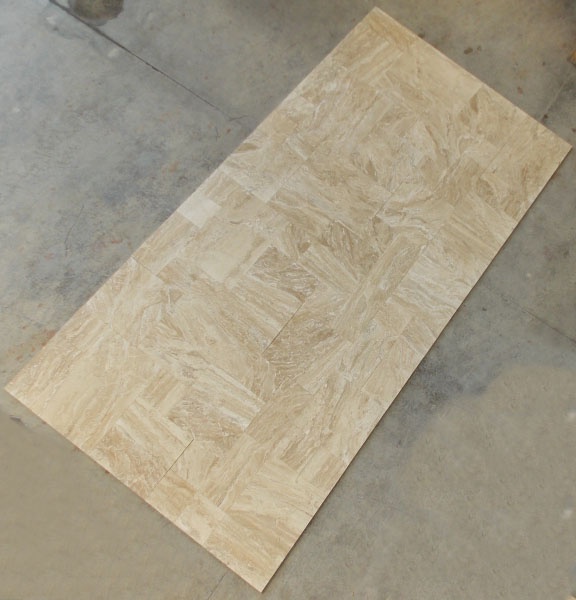 Плитка з травертину Light vein cut (Daino Reale) 1,2 см x French pattern set, римська кладка, бежева матова заповнена шліфована Export