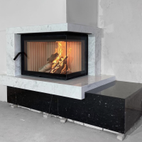 Портал для каміна Bravo Техно-2 Volakas + Nero Marquina мармур білий/чорний кутовий