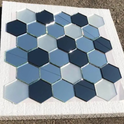 Мозаїка дзеркальна DecorStoneHub Zs-hex-ZSG сріблясто-графітовий мікс з сатином 304х303 мм гексагон