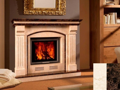 Портал для каміна Bravo Тулуза Botticino + Emperador Dark мармур бежевий/коричневий прямий