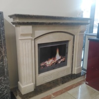 Портал для каміна Bravo Тулуза Botticino + Emperador Dark мармур бежевий/коричневий прямий