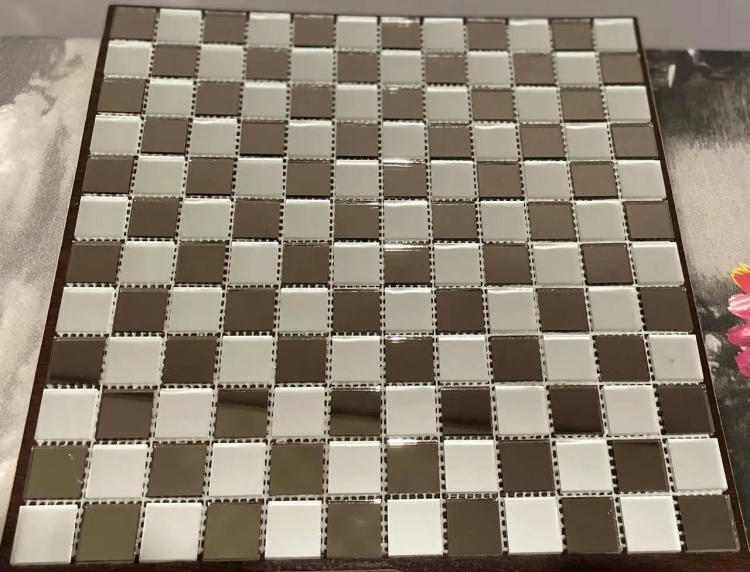 Мозаїка дзеркальна DecorStoneHub Zs-mix-SB бронзова з сатином 330х330 мм шахова дошка для обрамлення