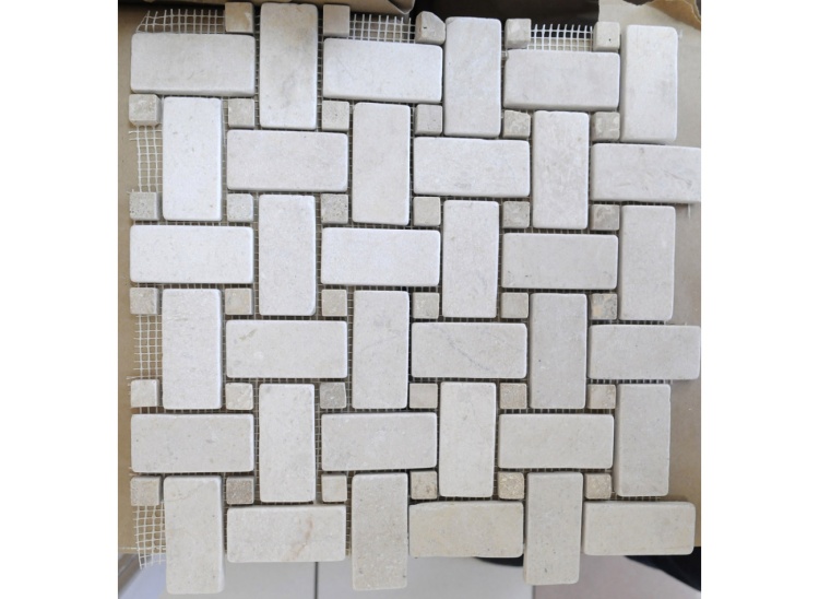 Мозаїка Vivacer N49 Beige Marble Mosaic Tumbled Basket Weave