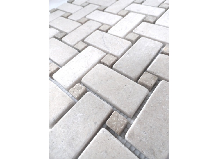 Мозаїка Vivacer N49 Beige Marble Mosaic Tumbled Basket Weave