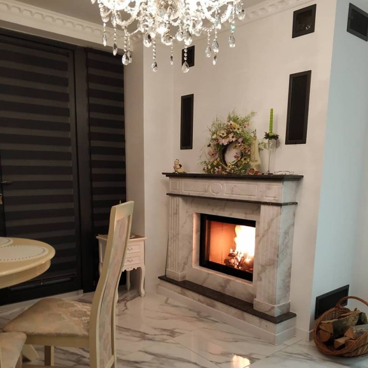 Портал для каміна Bravo Омар Polaris мармур білий прямий