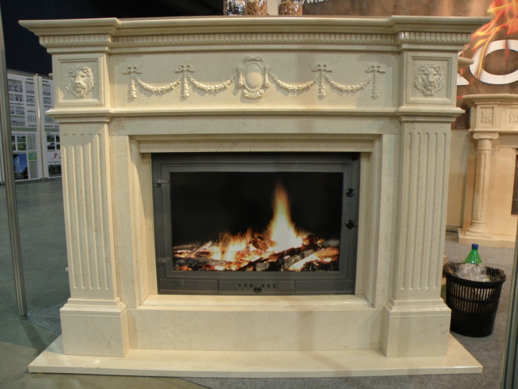 Портал для камина Bravo Амстердам Crema Marfil мрамор бежевый прямой