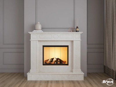 Портал для каміна Bravo Оскар Crema Marfil бежевий мармур кутовий