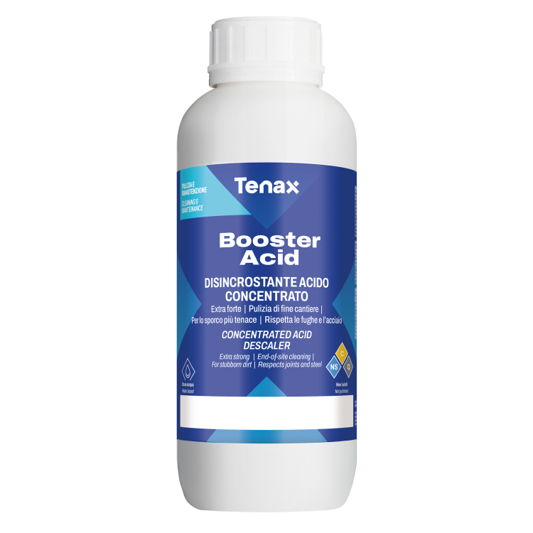 Очищувач Tenax Booster Acid 1 л, кислотний від накипу, вапняного наліту, будівельниих та органічних забруднень
