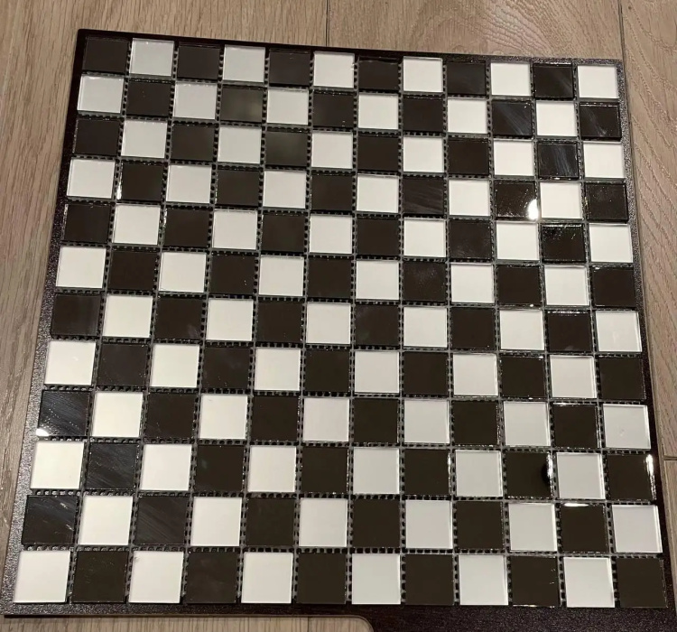 Мозаїка дзеркальна DecorStoneHub Zs-mix-SG графітова з сатином 330х330 мм шаховий малюнок для декору