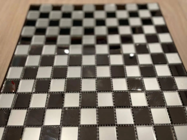 Мозаїка дзеркальна DecorStoneHub Zs-mix-SG графітова з сатином 330х330 мм шаховий малюнок для декору